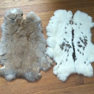 0796 Natural Rabbit Fur Pelts - Taupe & White Speckled